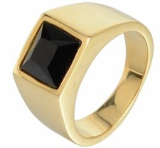 18K GOLD EP CZ ONYX PRINCESS