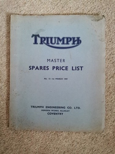 Triumph master spares price - triumph,