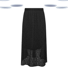 Ex Women's Plus Size Lace Godet Design Maxi Skirt in Black (Defect)