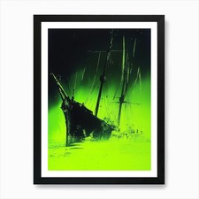 Ship In The Night Art Print Framed  Framed Wall Art Poster Canvas Print Picture