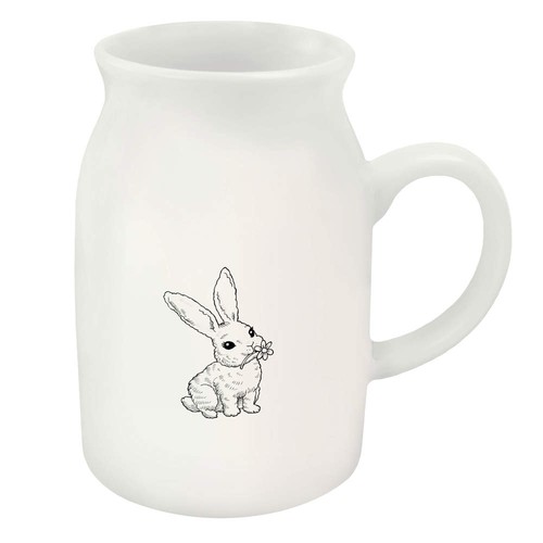 Bunny with flower ceramic - 'bunny, flower'