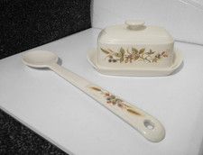 St Michael M&S Harvest Melamine Lidded Butter Dish and Large Spoon 1970's