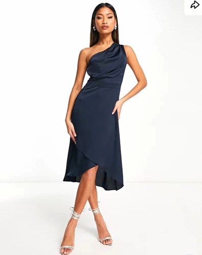 Tfnc navy one shoulder satin - tfnc,