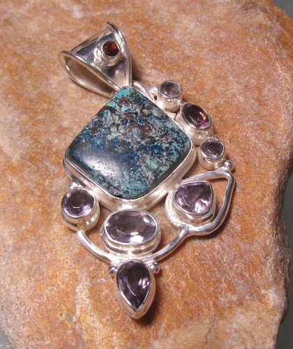 Sterling silver blue azurite - , &