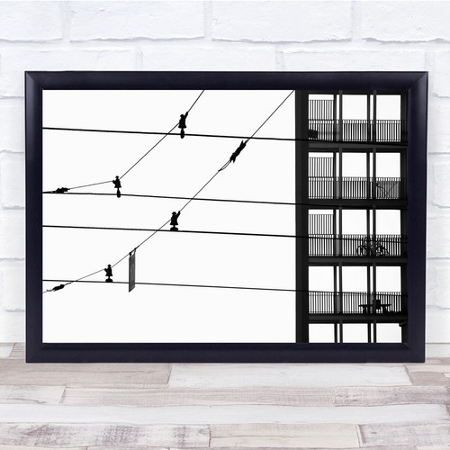 Black white balcony wires - balcony,
