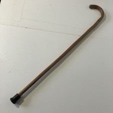 Vintage Wood Carved Canewooden Walking Stick Curved Handle 94cm