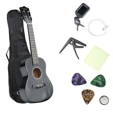 23" Concert Beginners Ukulele with Carry Bag, Felt Pick & Spare Strings – Black