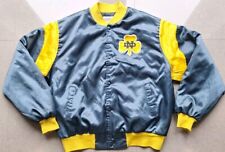 RARE Vintage 90s Chalk Line Notre Dame Varsity Bomber Jacket Blue Yellow XL USA