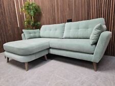Designer Label Large Curved Reversible Chaise Sofa In Mint Dusk RRP-£1639