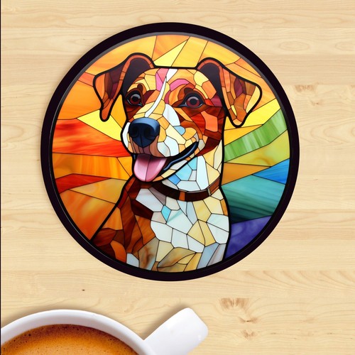 Pet dog coaster stained - coaster,,