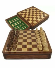 Magnetic travel Chess Set 7X7''  storage MINI INLAID Staunton HandCarved
