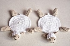 CROCHET COASER DRINKS HOLDER HANDMADE TURTLES NEW X 2