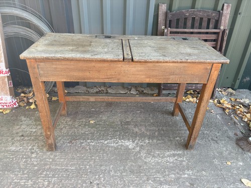 Vintage wooden school desk - wooden,