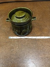 Ellgreave Staffordshire Dark Forest Green Pottery. Small Casserole Pot  With Lid
