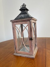  Medium / Large Rustic Wood Glass Metal Lantern candle holder hurricane lamp 