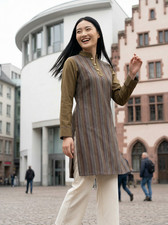 Striped Mandarin Collar Dress