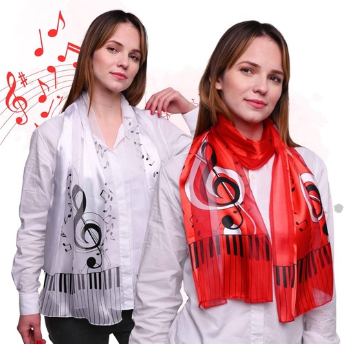 Music satin scarf - satin, for