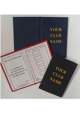 CLUB MEMBERSHIP CARDS HARDBACKED LINEN GOLD LETTERING PERSONALISED 5 YEAR X 50