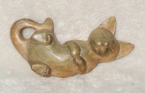 Wooden cat playful hibiscus - cat,