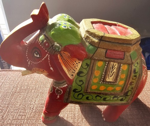 Hand carved wood elephant - carved,