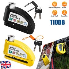 Motorbike Motorcycle Scooter Bike Alarm Disc Lock Brake 7mm 100-110DB Loud UK