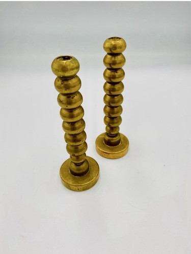 Pair antique brass bobbin - of,