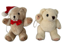 Christmas  Teddy and Polar Bear Both Jointed Plush ideal Tree Hanging 14 cm VGC