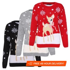 Ladies Baby Deer Xmas Jumper