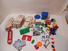 Wooden Car Track Cars Parts Magnetic Pull Along Builings Signs Play Set