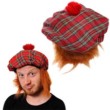 TAM O'SHANTER HAT HAIR SCOTTISH TARTAN FANCY DRESS EUROS 2024 SCOTLAND LOT