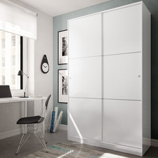 TOP 120cm Wide 2 Door Sliding Wardrobe Satin White Finish