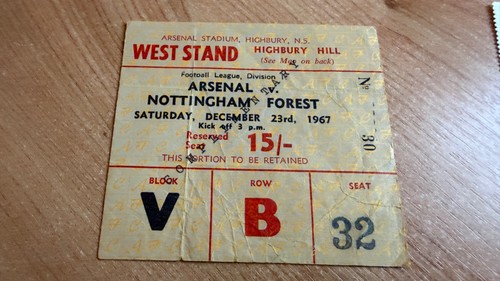 Ticket 1967 arsenal v - 1967/68,