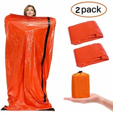 2x Survival Sleeping Bag Emergency Bivvy Bag Rescue Blanket Reusable for Outdoor