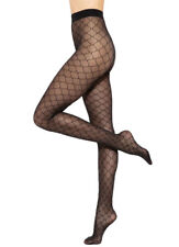 Women's 40 Denier Diamond Pattern Semi Opaque Black Tights, Gatta Pasione