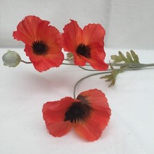 1 Orange Artificial Field Meadow Poppy,1 stem, 3 Silk Poppy Heads ,1 bud. 