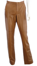 Ralph Lauren Black Label Trousers Real Leather Lamb Tan Straight Leg US 8 UK 12