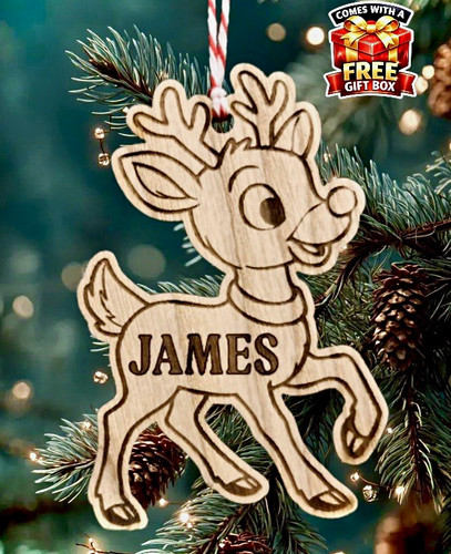 Personalised wooden reindeer - wooden,