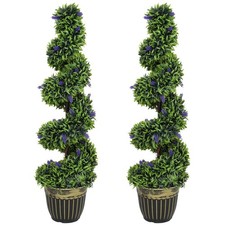 HOMCOM Set of 2 Spiral Topiary