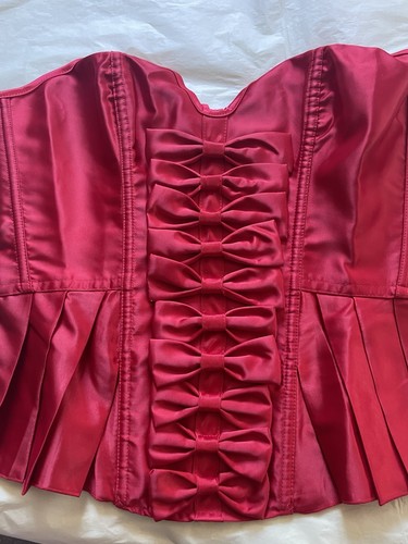 Bright red satin corset - bright,