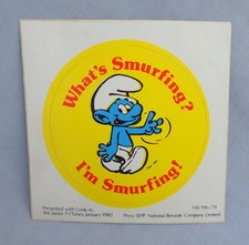 Smurfs Vintage Whats Smurfing I'm Smurfing Sticker 1980