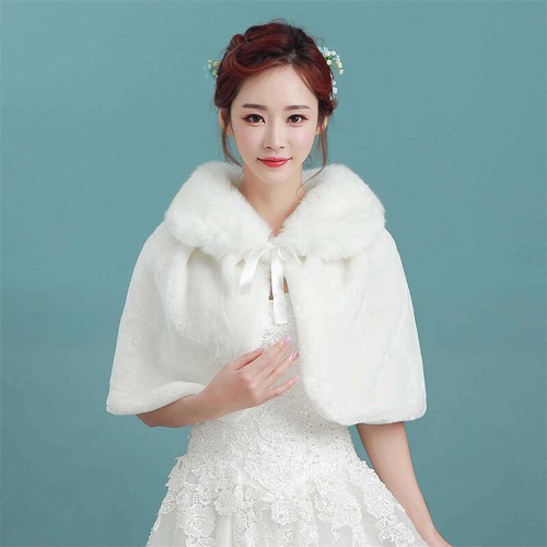 New women faux fur shawl - new,