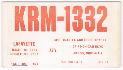 Vintage krm 1332 radio qsl - cb,
