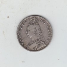 1887 Victoria Jubilee Head Silver (.925) Half Crown, Fine+/Fine