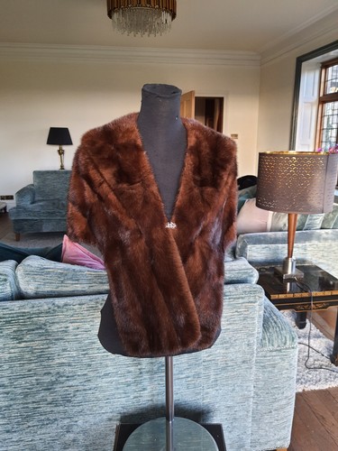 Mink stole cape shawl - mink,