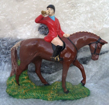 Vintage old Large huntsman with horn on horseback tall horse  figurine