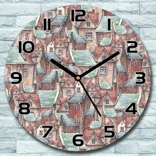 Glass Wall Clock Old town