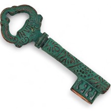 Ornate Brass Key Corkscrew “In Vino Veritas” — Vintage Wine Bottle Opener