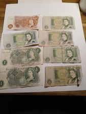 Old Bank Of England Notes 7x £1 & 1x Ten Shillings Note.