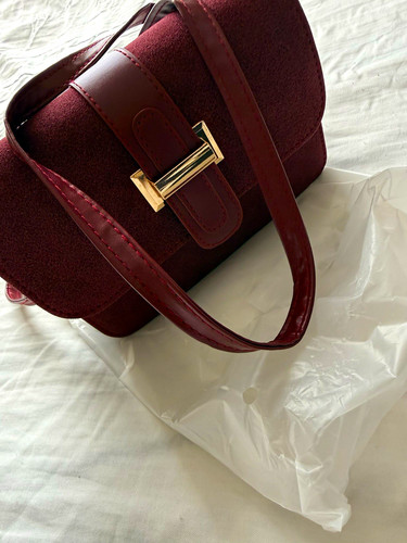 Burgundy faux suede - faux, small