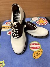 VIOLET PROMOTIONS BROWN/WHITE LEATHER SADDLE SHOES RESIN SOLES